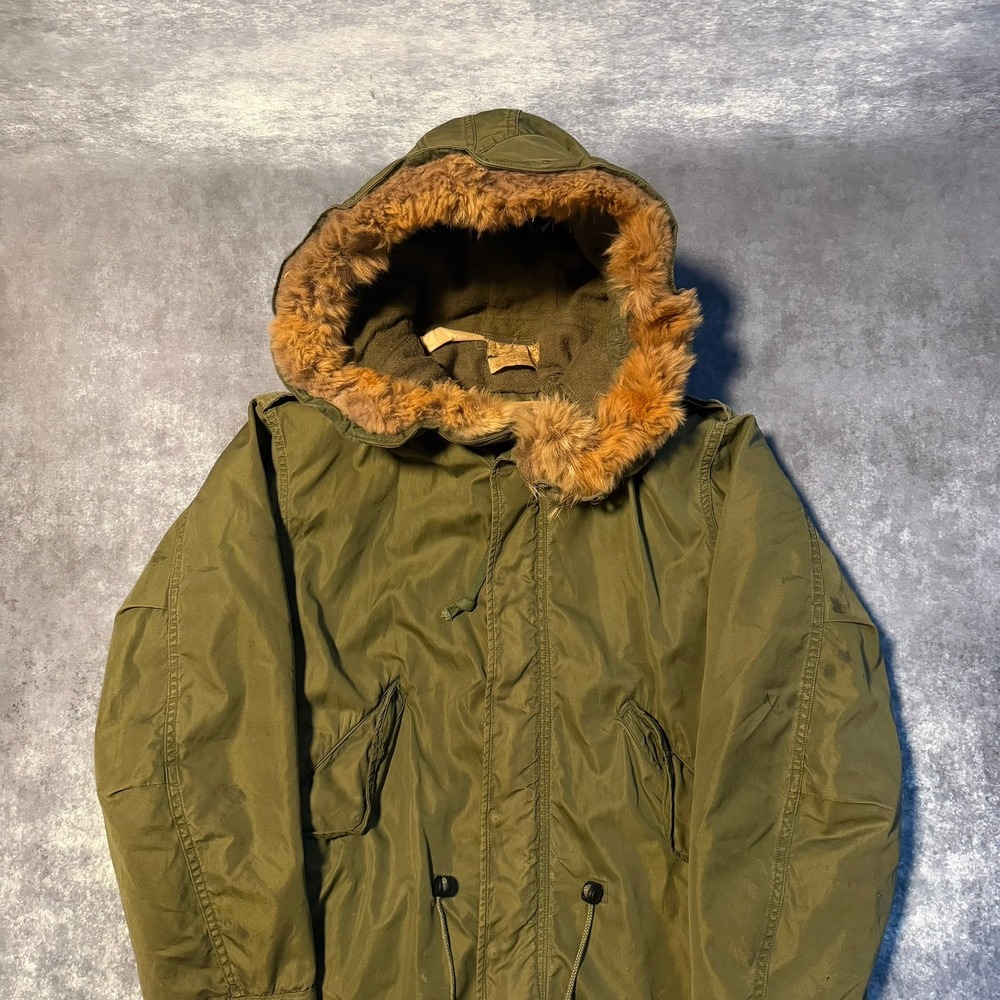 Vintage 1952 US Military M-1951 Fishtail‎ Parka Shell Hood Small Olive Green M51